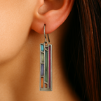 Boucles d'Oreilles Vintage en Argent Mozaic