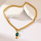 Collier Pendentif Smargad Guld avec Chaîne