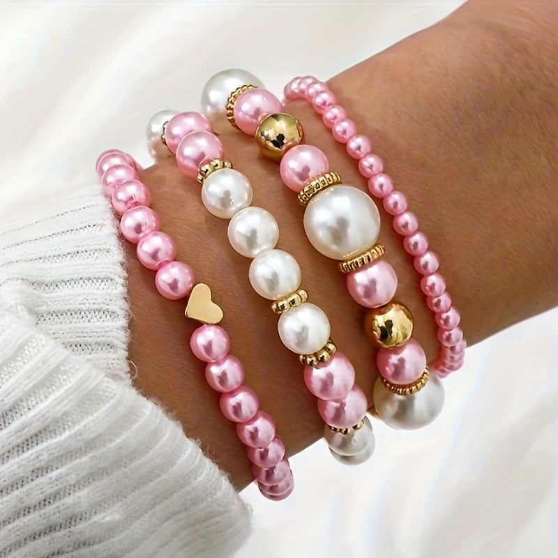 Ensemble de bracelets élégants en forme de cœur avec perles