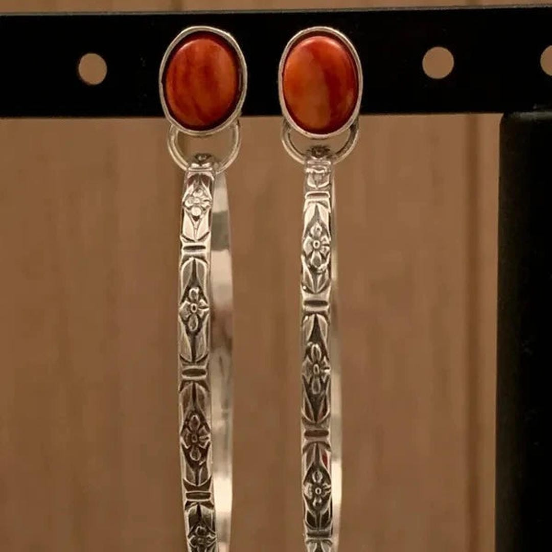 Boucles d'Oreilles Vintage en Onyx Boho Chic