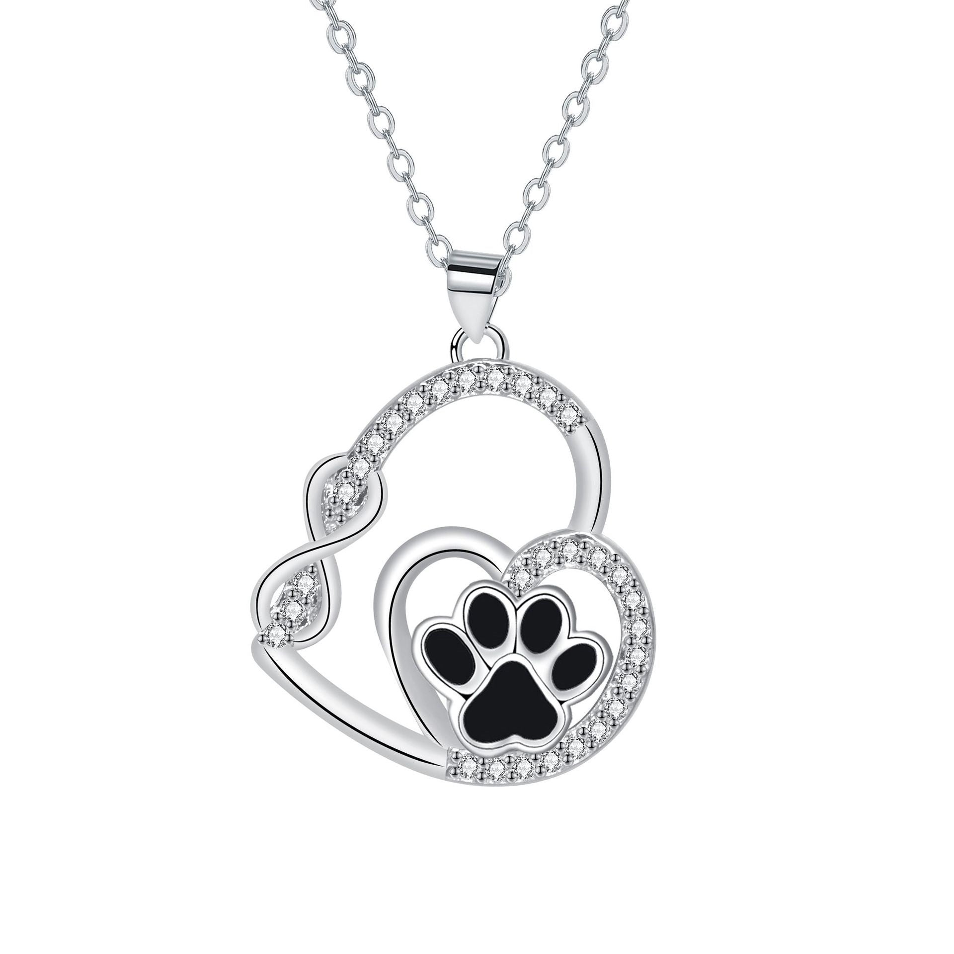 Pendentif en forme d'empreinte de patte de double amour éternel