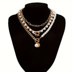 Collier Set en Chaîne de Perles Rétro et Or