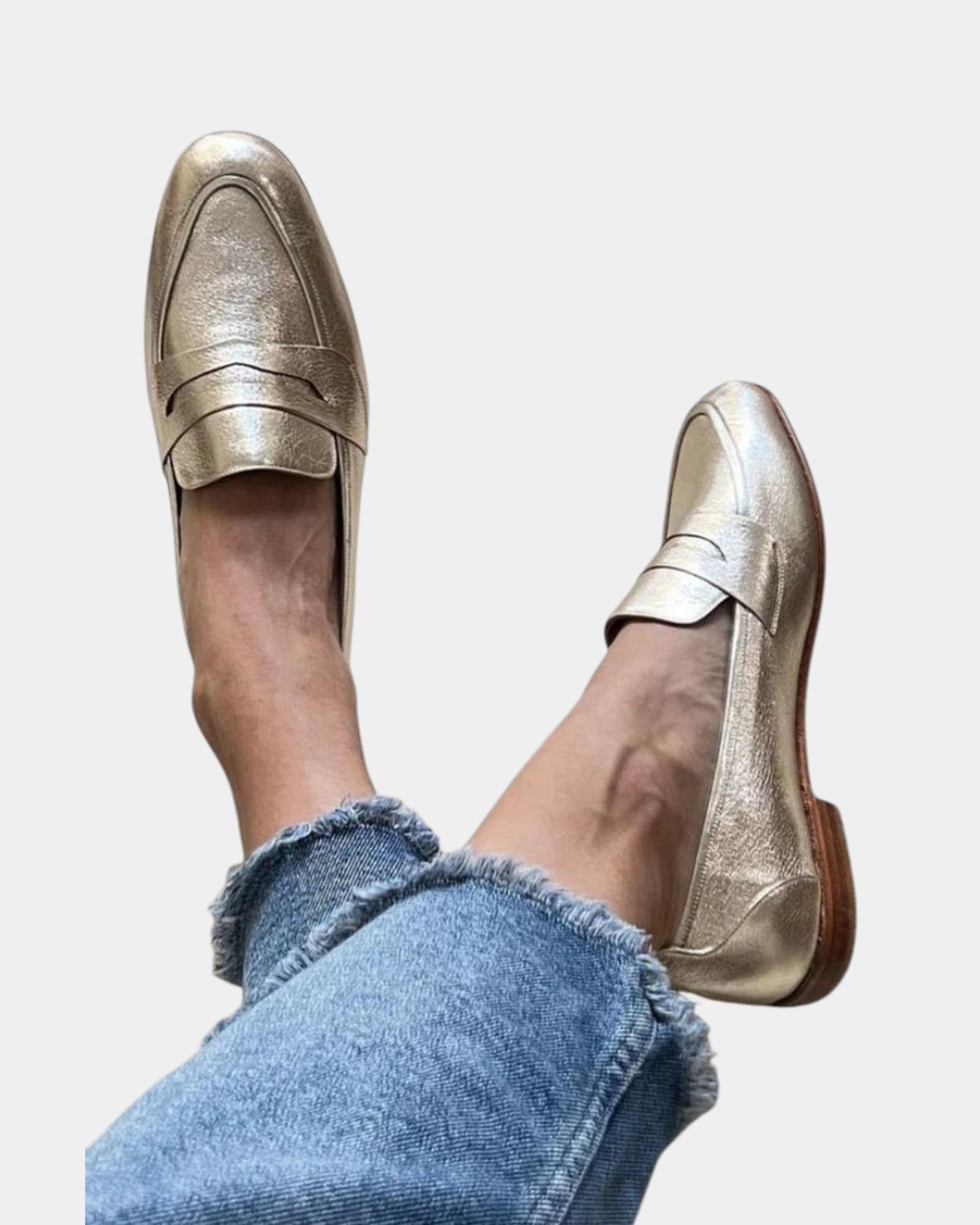 Séverine | Mocassin doré brillant