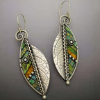 Boucles d'Oreilles Feuille Mosaïque Bohème