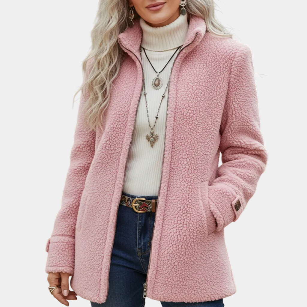 Annelies | manteau intermédiaire doux avec fermeture éclair
