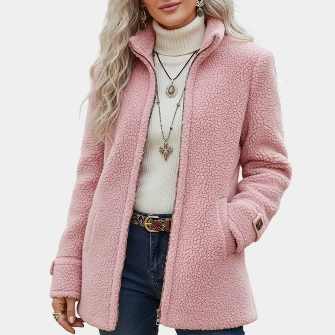 Annelies | manteau intermédiaire doux avec fermeture éclair