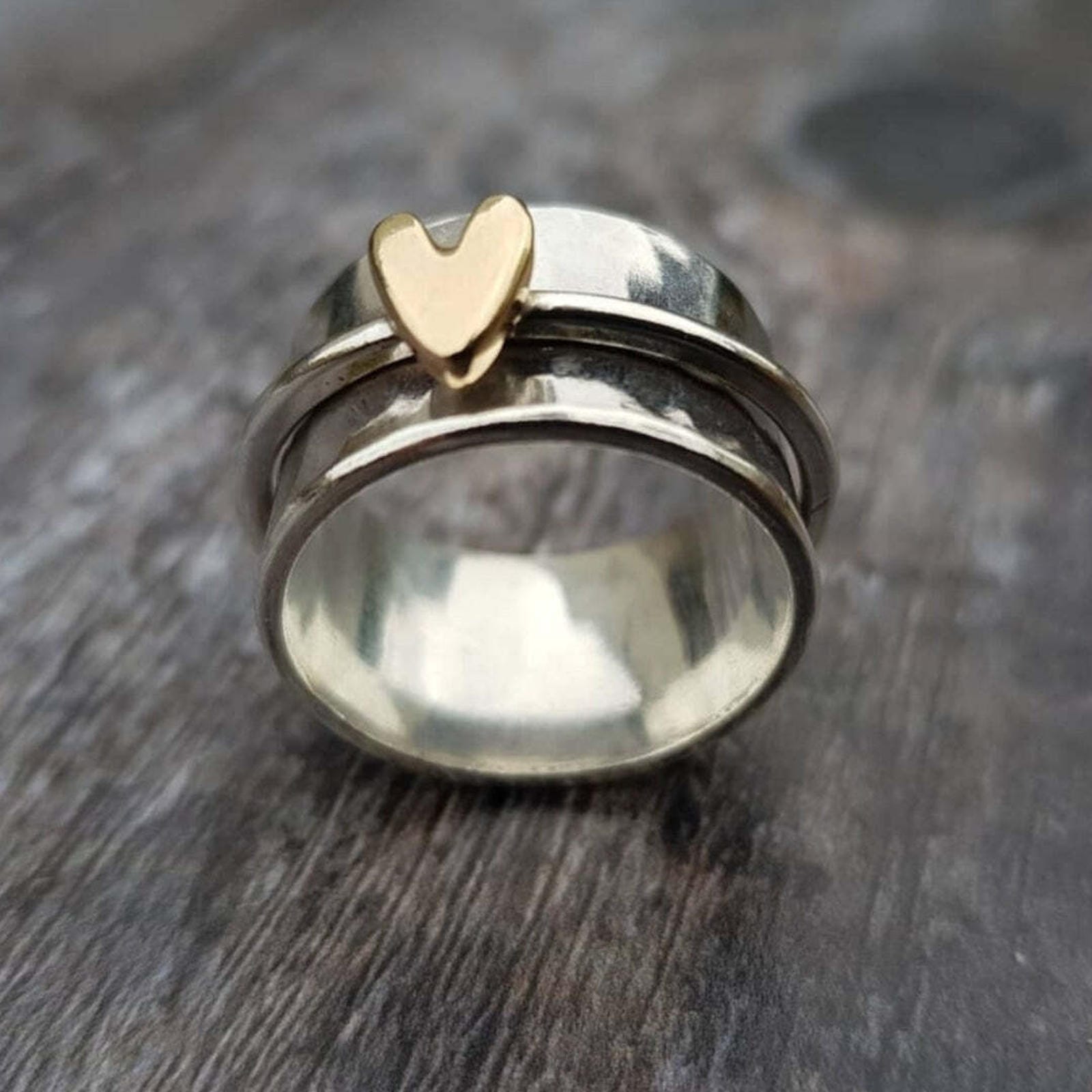 Bague Vintage en Cœur Doré en Argent
