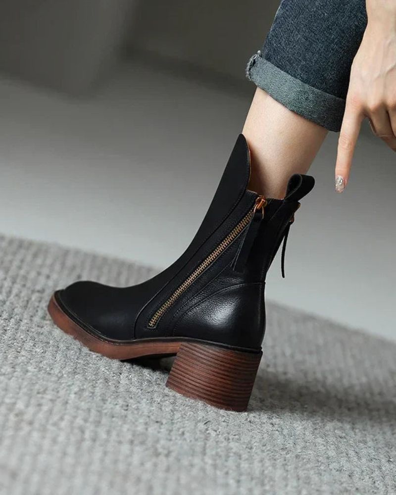 Valorine | Bottes en cuir noir