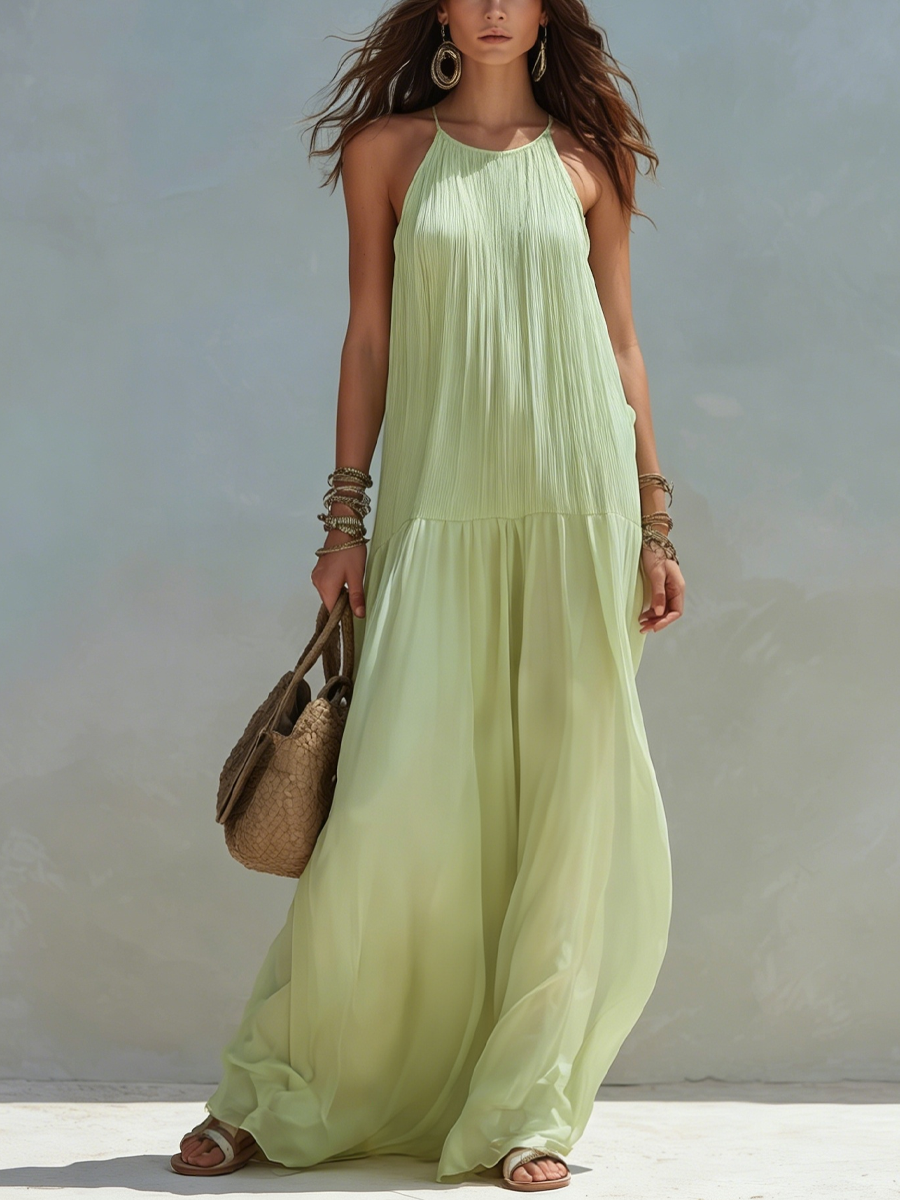 LIVIA | Maxi Robe Bohème Vert Pistache