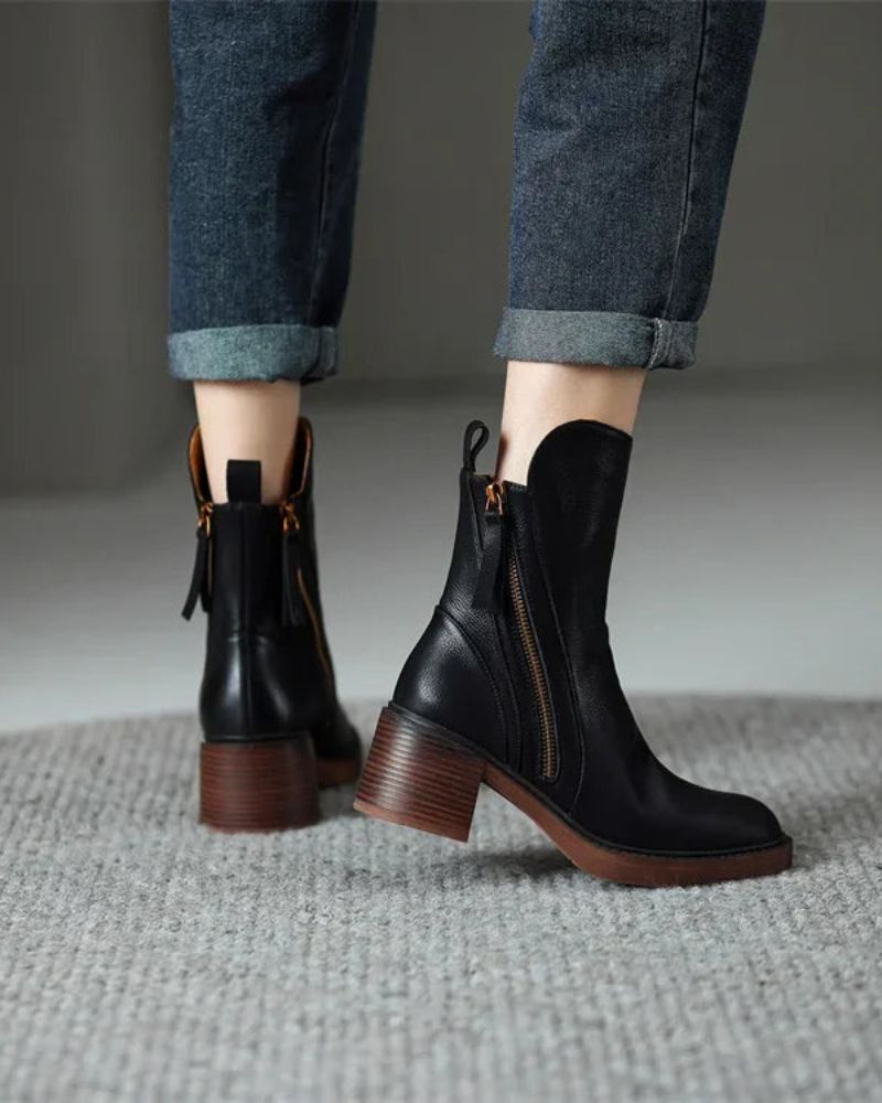 Valorine | Bottes en cuir noir