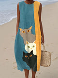 Paisley | Impression d'art de chats drôles sur robe vintage