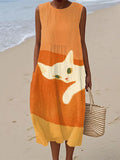 Ella | Robe Midi avec Imprimé de Chat Mignon