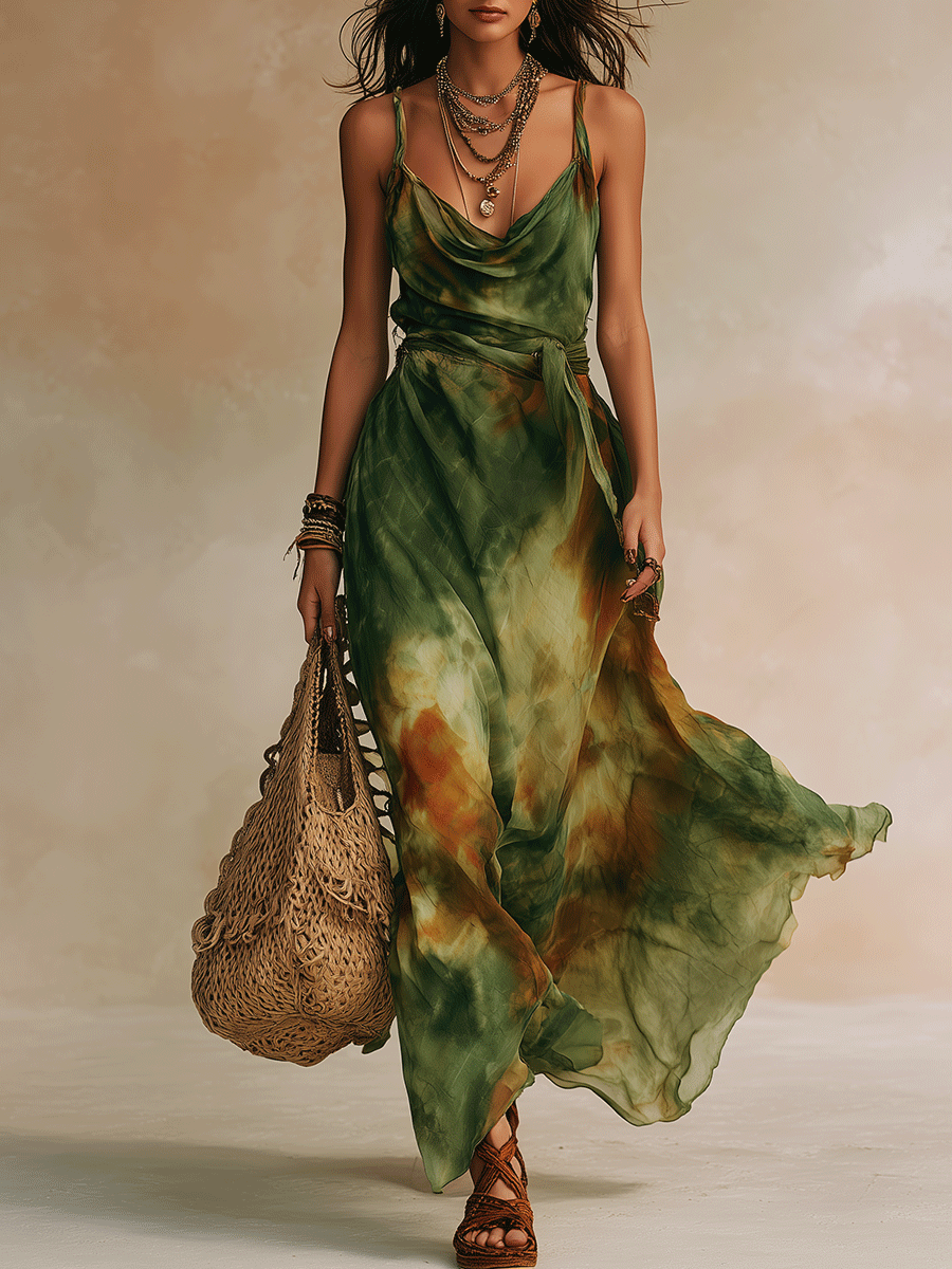 ELIRA | Maxi Robe Vert Abstrait