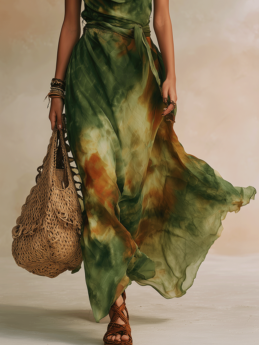 ELIRA | Maxi Robe Vert Abstrait