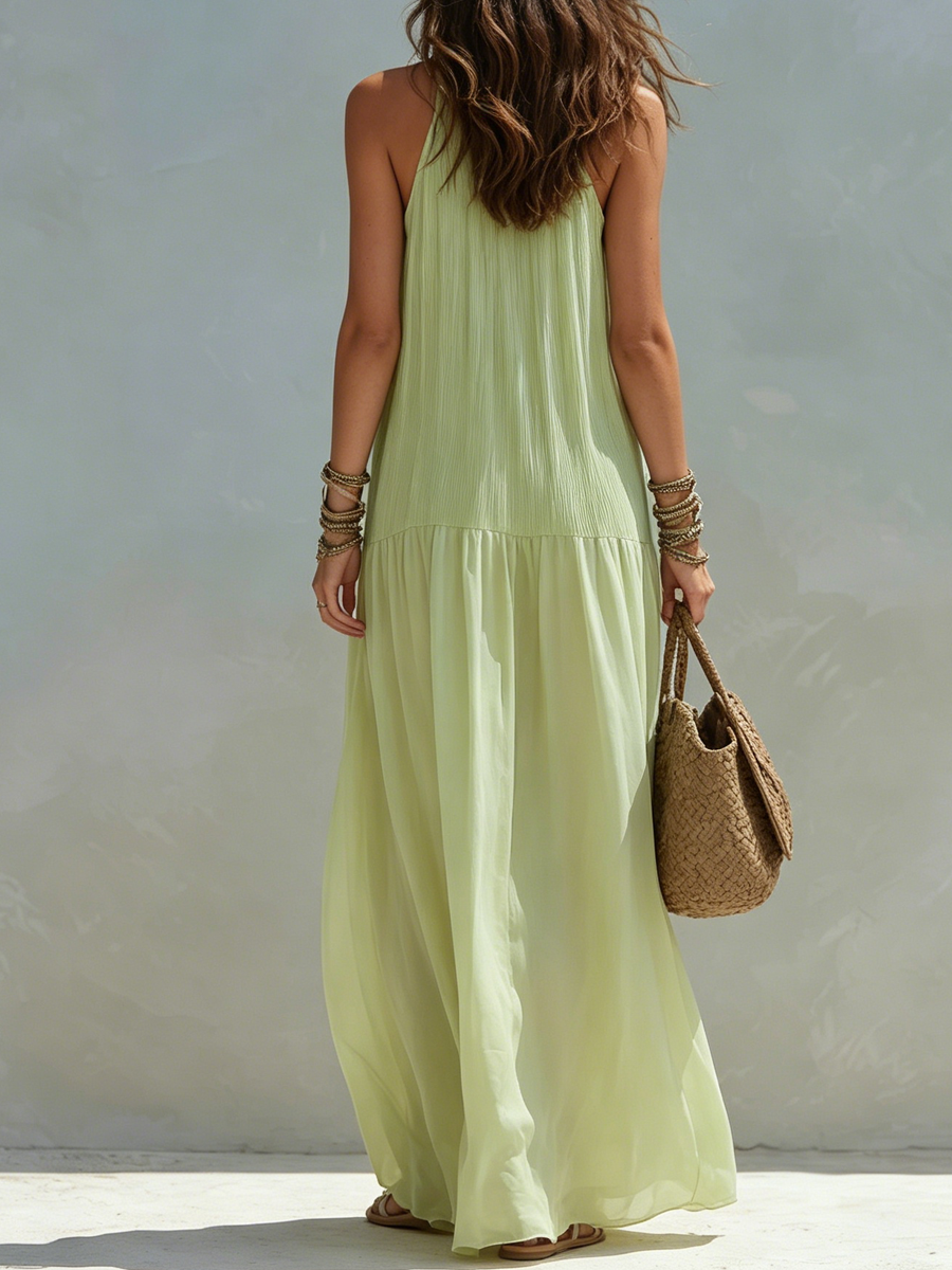 LIVIA | Maxi Robe Bohème Vert Pistache