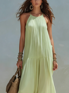 LIVIA | Maxi Robe Bohème Vert Pistache