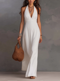 ELORA | Maxi Robe Halter Ivoire