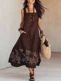 NOEMI | Robe Midi en Lin Boho Brodée