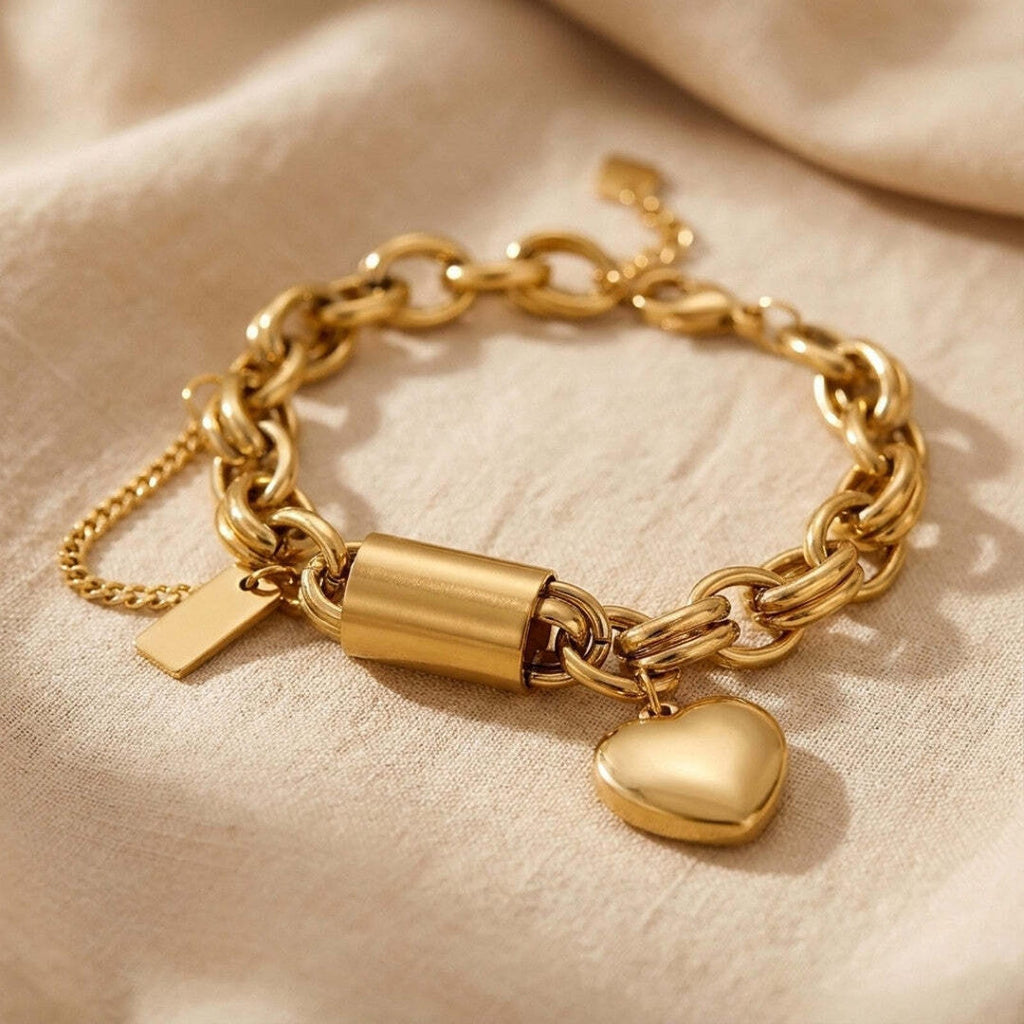 Bracelet en Maillons Cœur Doré