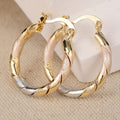 Boucles d'Oreilles Vintage en Aro Rond en Or, Argent et Rose
