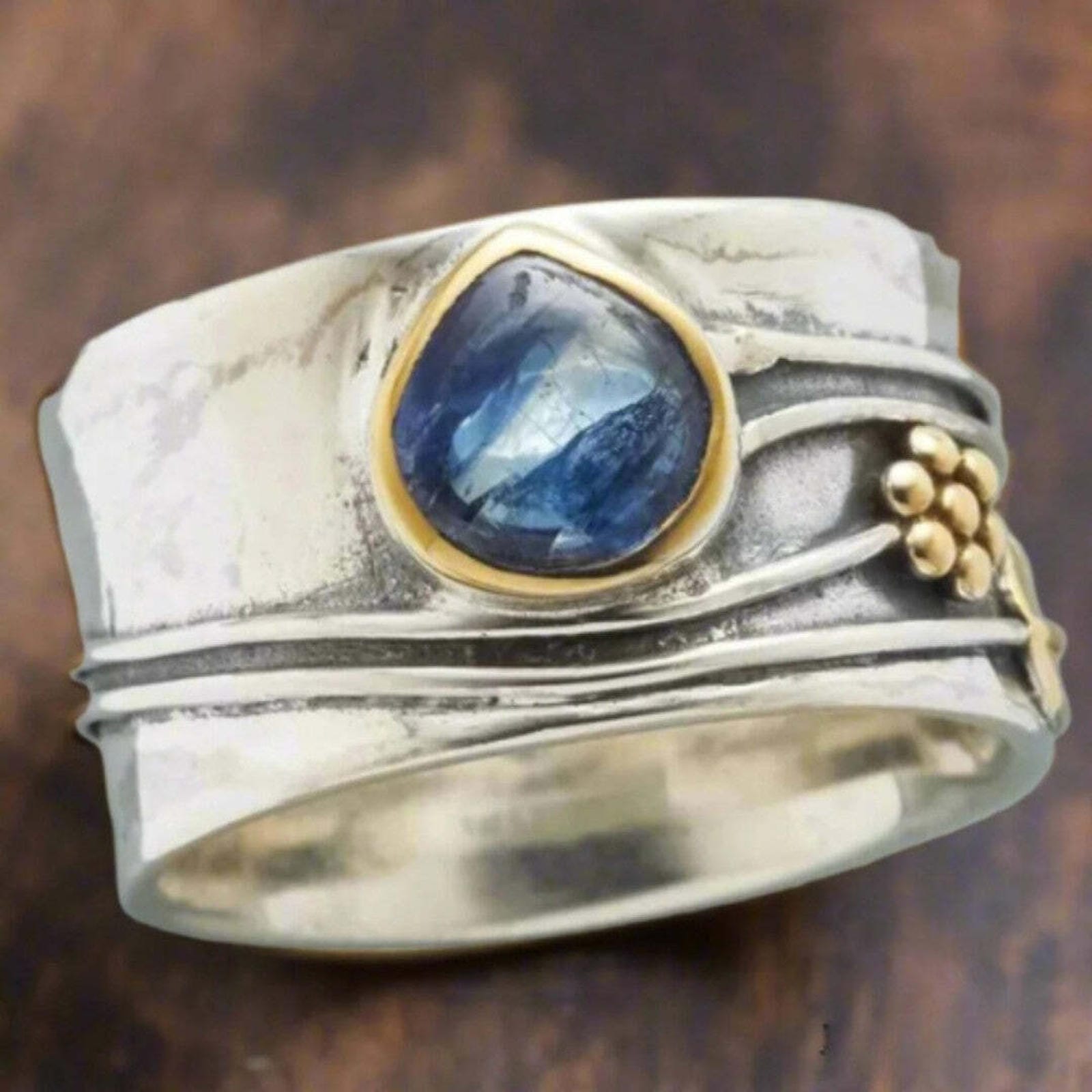 Bague de Méditation avec Pierres Précieuses Bohémienne