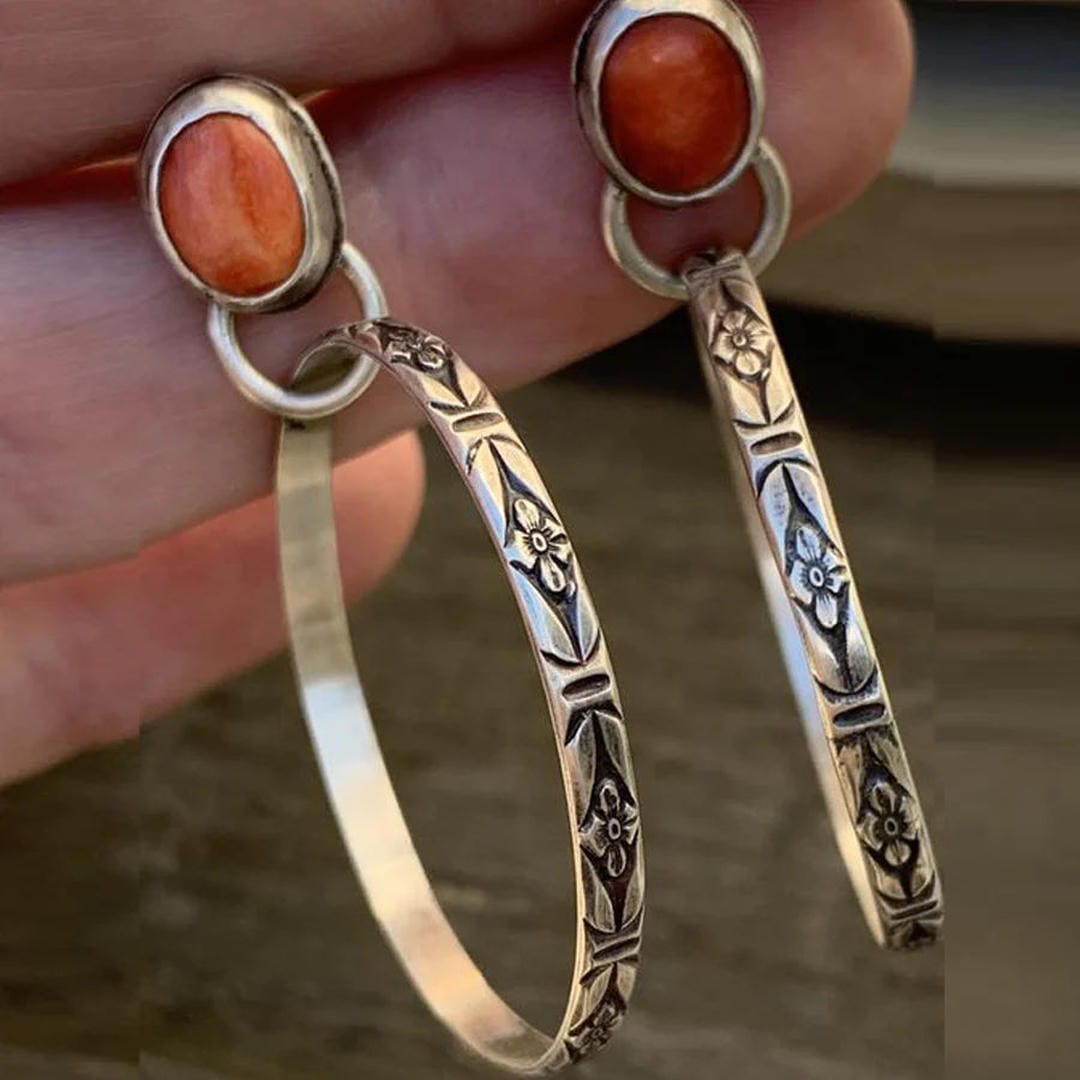 Boucles d'oreilles Vintage en Onyx Boho Chic