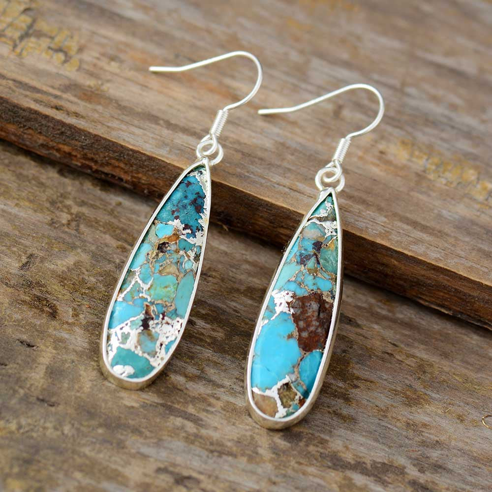 Boucles d'oreilles en jaspe turquoise chic