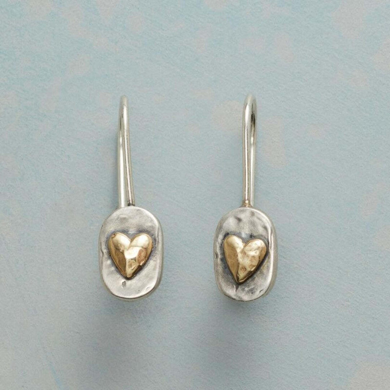 Boucles d'Oreilles en Cœur Encrustées en Or Vintage