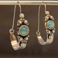 Boucles d'Oreilles en Argent Classiques avec Cabochon en Perle