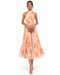 Aurora | Robe avec Col Halter et Imprimé Aquarelle