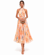 Aurora | Robe avec Col Halter et Imprimé Aquarelle