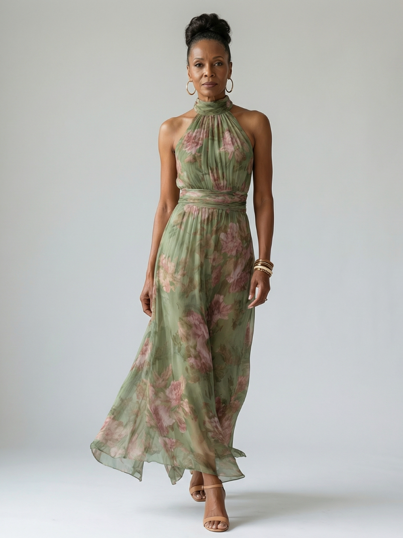 MIRELY | Robe Midi Halter Marsciato