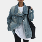 Lucie – Veste vintage délavée à col montant