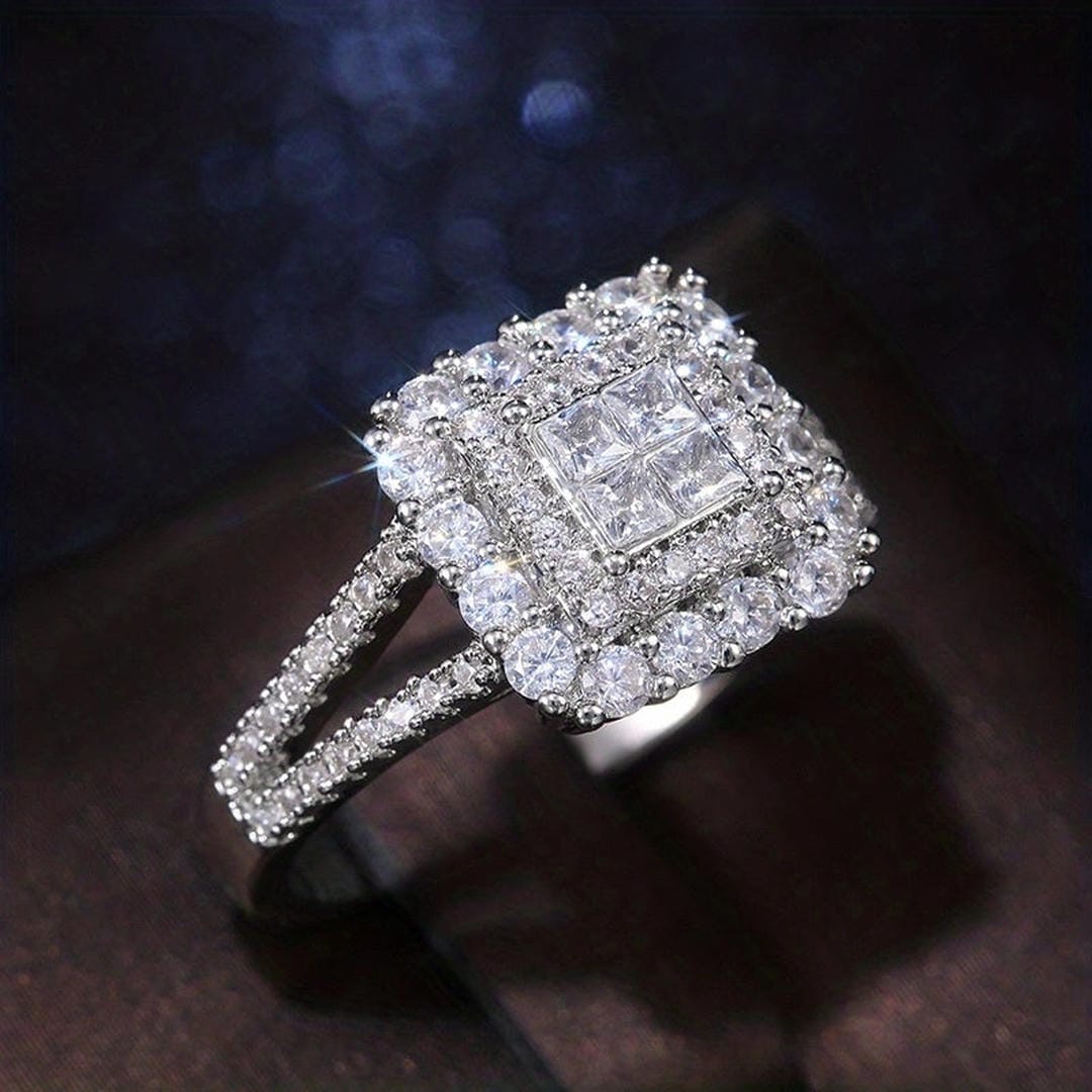 Bague de Mariage en Zirconium en Forme Carrée