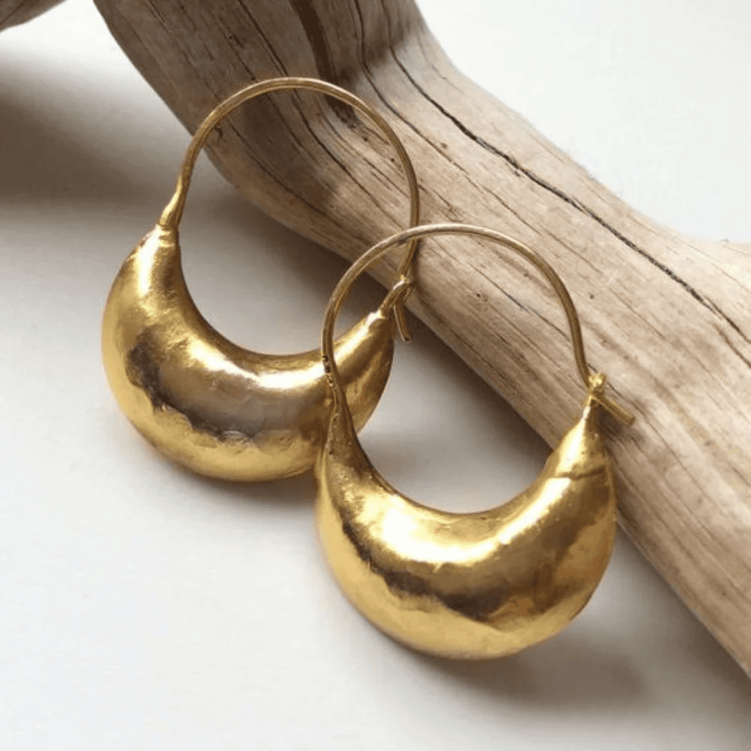 Boucles d'Oreilles Vintage en Panier Doré