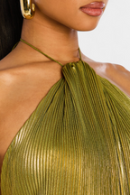 Emma | Robe Halter Ouverte dans le Dos Métallique