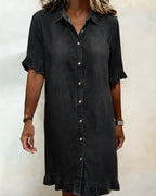 Clara | Robe en Denim Confortable avec Plis Flatteurs