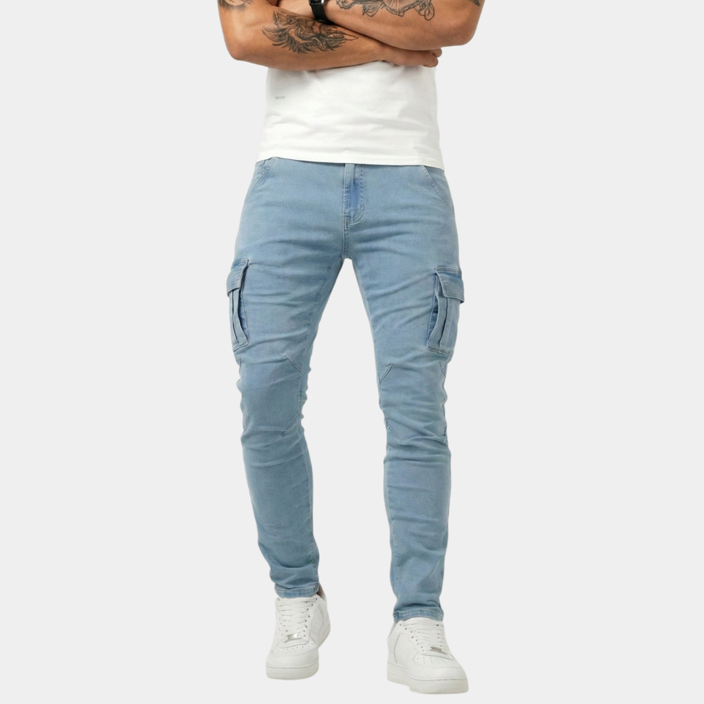 Jean | Pantalon Cargo Marine Élastique