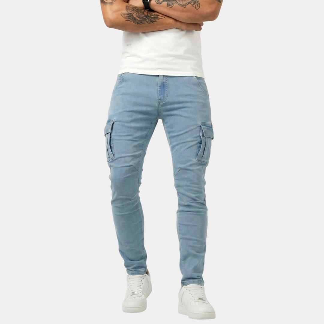 Jean | Pantalon Cargo Marine Élastique