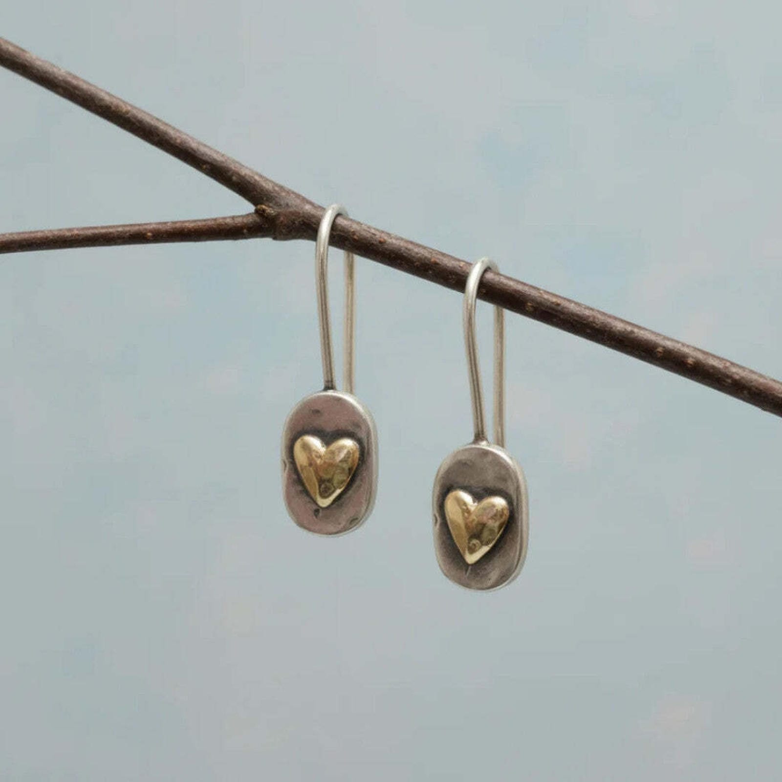 Boucles d'Oreilles en Cœur Encrustées en Or Vintage