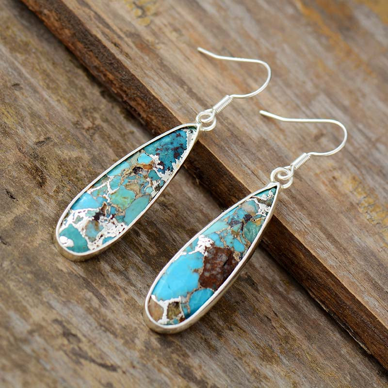 Boucles d'oreilles en jaspe turquoise chic