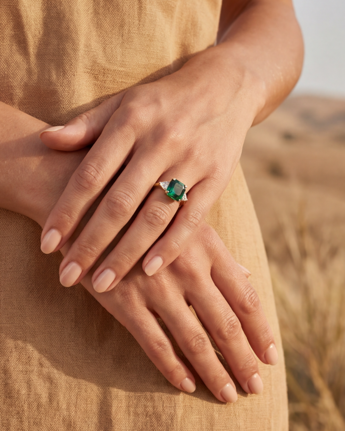 Berthe | Bague avec une pierre verte