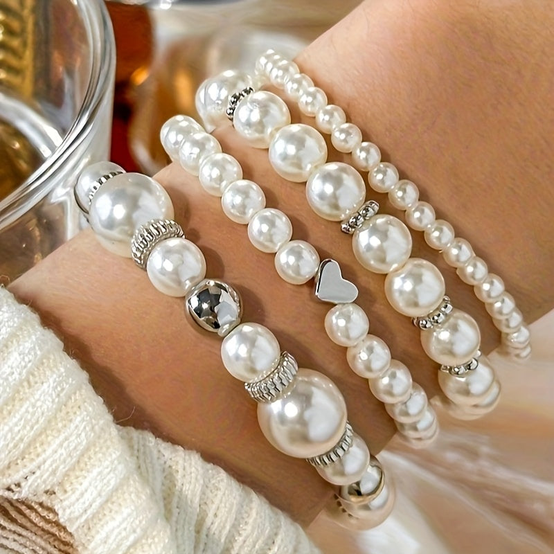 Ensemble de bracelets élégants en forme de cœur avec perles