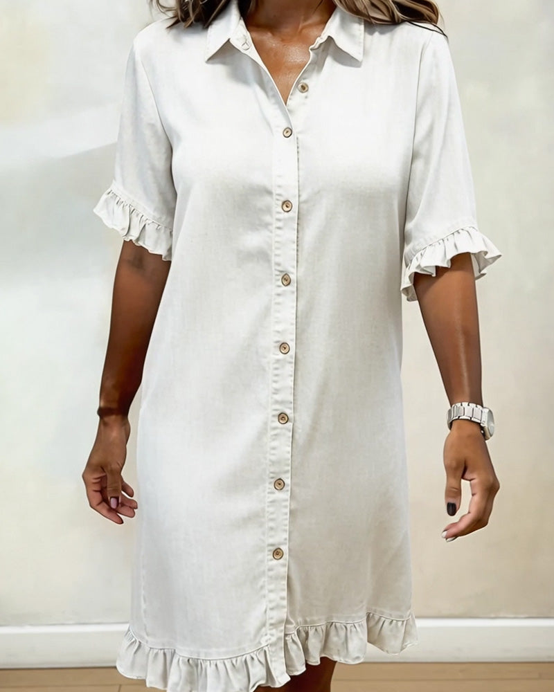 Maria | Robe en Denim Confortable avec Plis Flatteurs