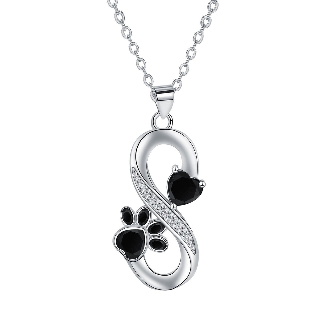 Collier d'empreinte de patte de cœur infini