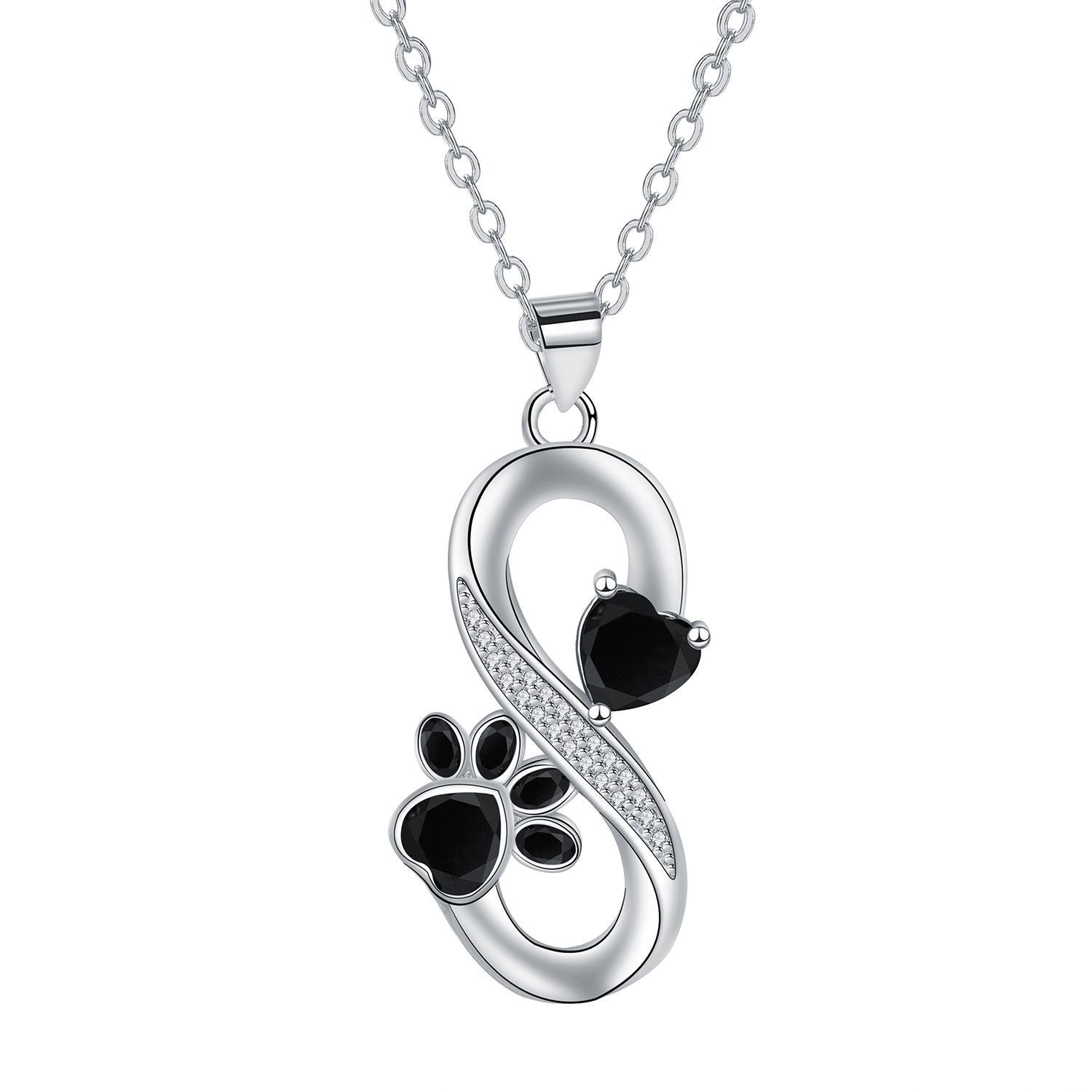 Collier d'empreinte de patte de cœur infini
