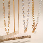 Collier Set en Chaîne de Perles Rétro et Or