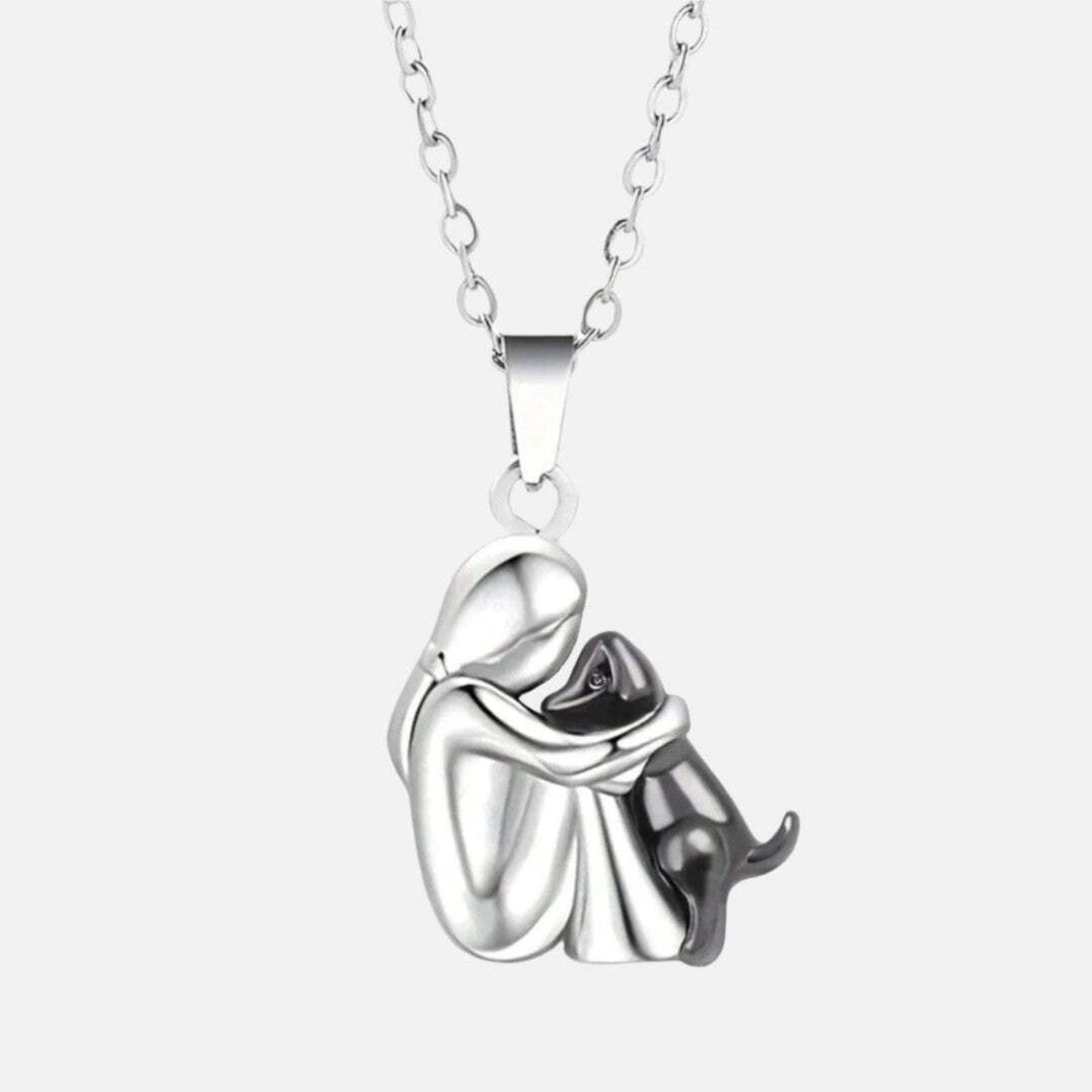 "Pour Toujours dans Ton Cœur" Collier avec Pendentif d'Étreinte de Chien