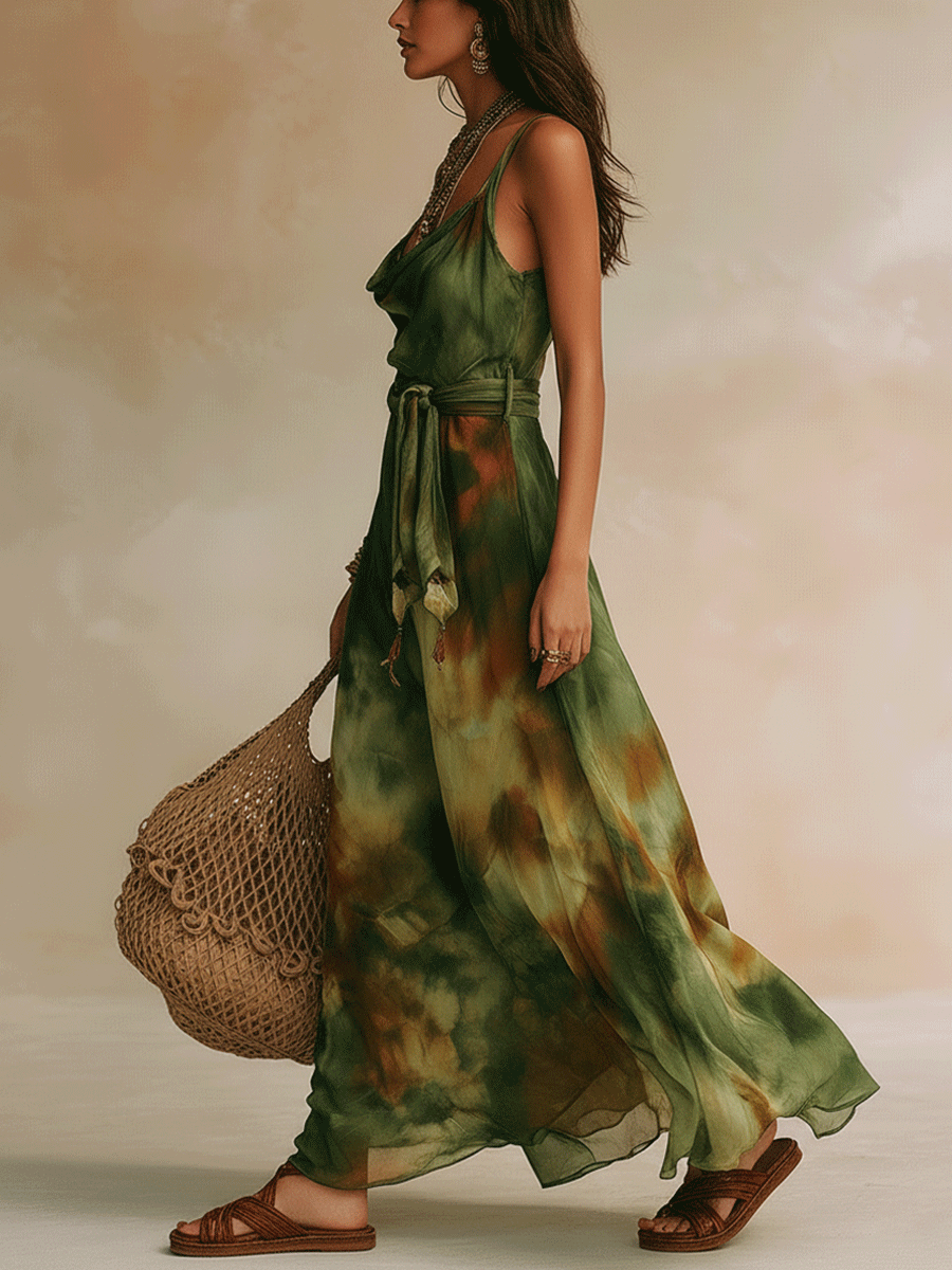 ELIRA | Maxi Robe Vert Abstrait