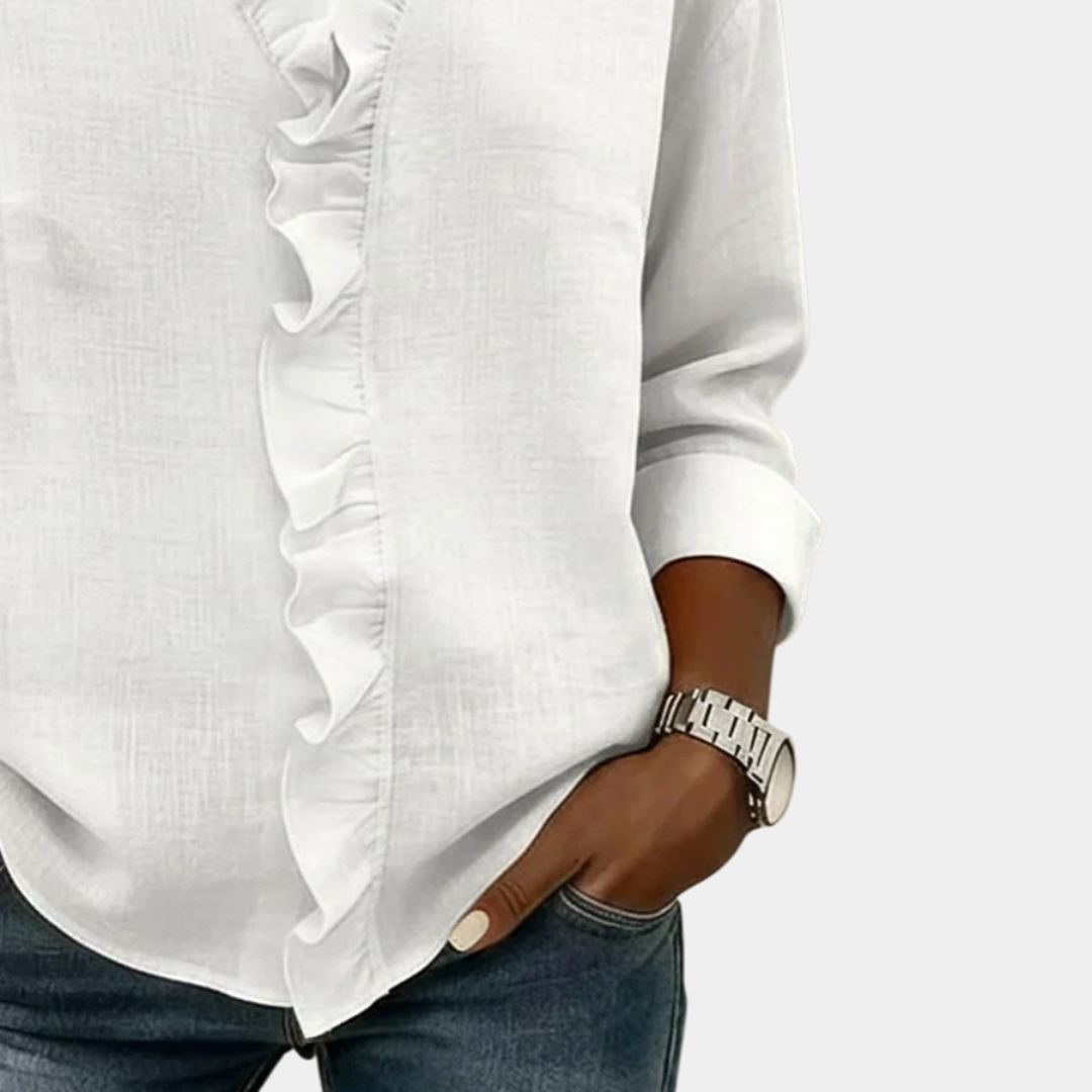 Flavie | Blouse avec décolleté en V et volants délicats